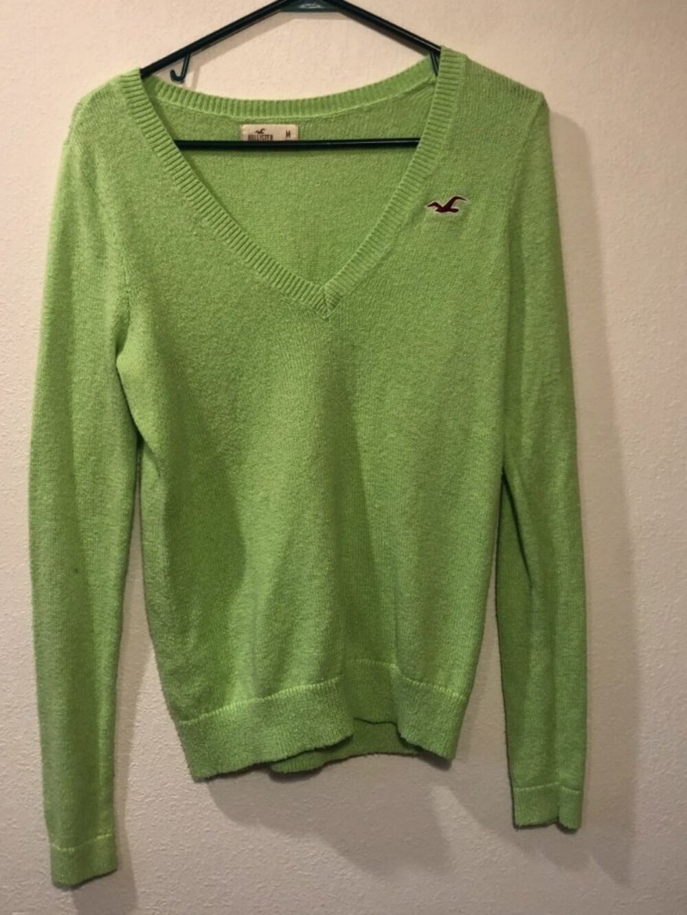 Women's Y2K Green V-Neck Knit Sweater – Size M / US 8-10